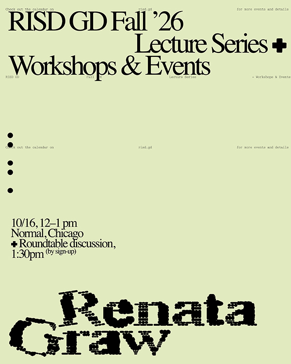 poster of fall 2026 lecture series at risd GD with Renata Graw